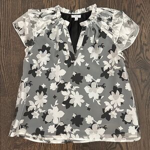 Current Air Black and White Sheer Top